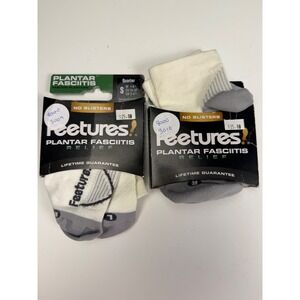 Feetures Plantar Fasciitis Relief Quarter Socks White Gray Size S Lot of 2